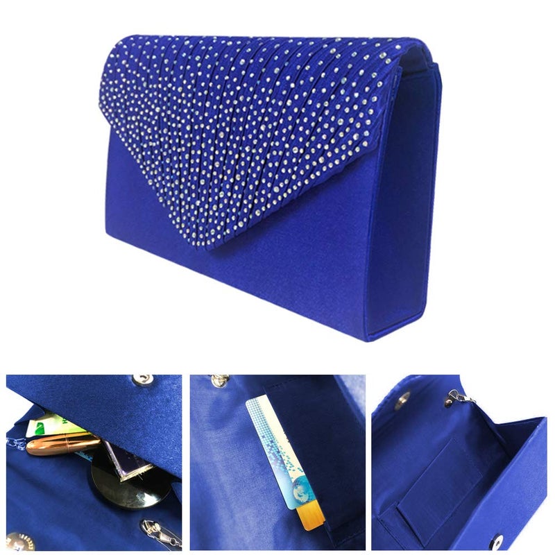 Groupcow New Ladies Evening Handbags Bridal Wedding Bag Handbag (Royal Blue) - Image 3